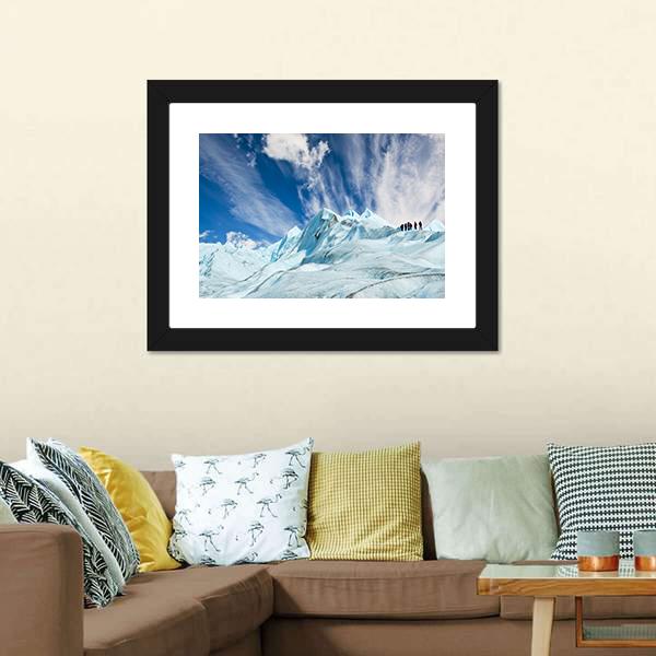 Climbers On Moreno Glacier Canvas Wall Art-1 Piece-Framed Print-20" x 16"-Tiaracle