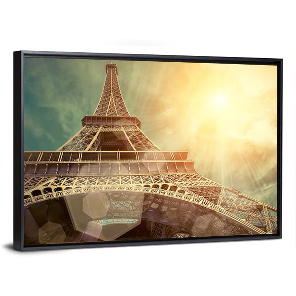 Close Up Eiffel Tower Canvas Wall Art-3 Horizontal-Gallery Wrap-25" x 16"-Tiaracle