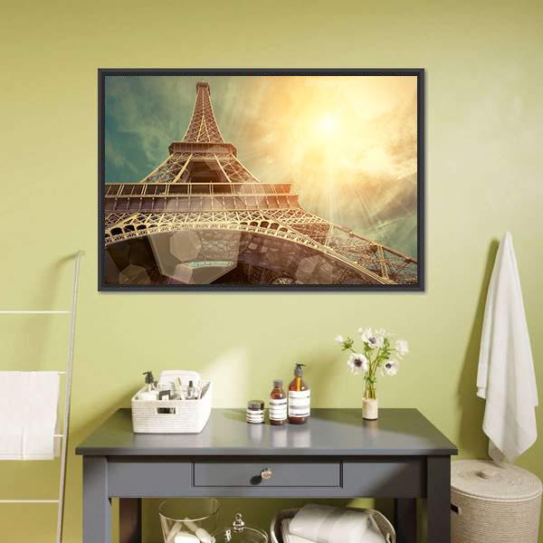 Close Up Eiffel Tower Canvas Wall Art-3 Horizontal-Gallery Wrap-25" x 16"-Tiaracle