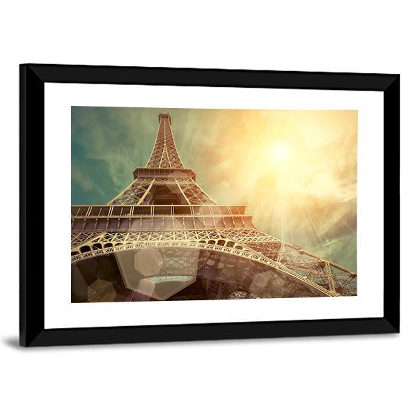 Close Up Eiffel Tower Canvas Wall Art-3 Horizontal-Gallery Wrap-25" x 16"-Tiaracle