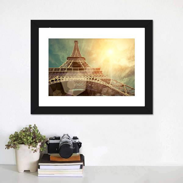 Close Up Eiffel Tower Canvas Wall Art-3 Horizontal-Gallery Wrap-25" x 16"-Tiaracle