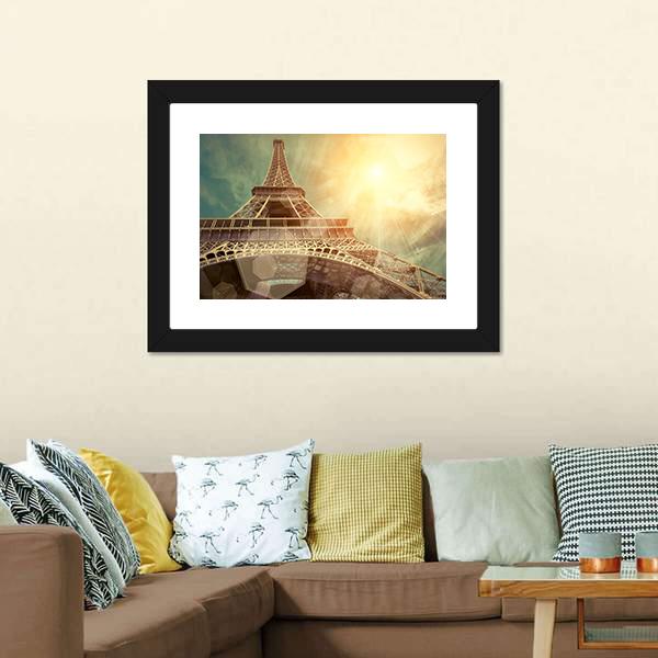 Close Up Eiffel Tower Canvas Wall Art-1 Piece-Framed Print-20" x 16"-Tiaracle