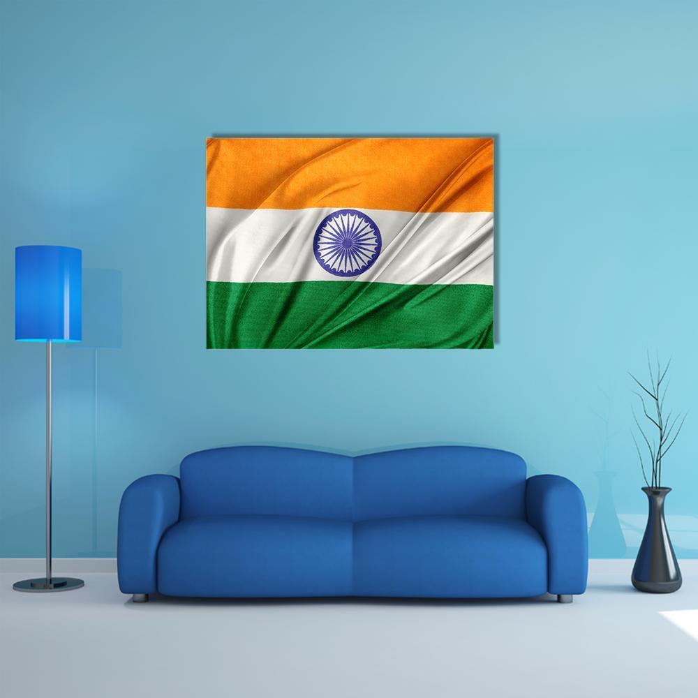 Close Up Of Indian Flag Canvas Wall Art-1 Piece-Gallery Wrap-48" x 32"-Tiaracle