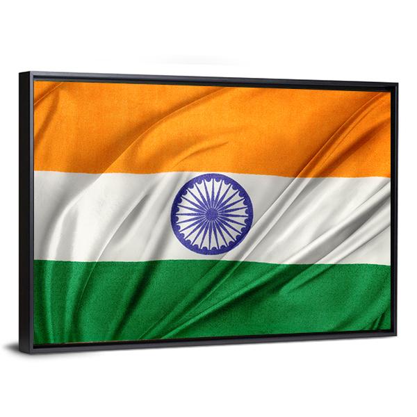Close Up Of Indian Flag Canvas Wall Art-3 Horizontal-Gallery Wrap-25" x 16"-Tiaracle