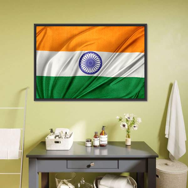 Close Up Of Indian Flag Canvas Wall Art-3 Horizontal-Gallery Wrap-25" x 16"-Tiaracle