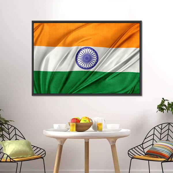 Close Up Of Indian Flag Canvas Wall Art-1 Piece-Floating Frame-24" x 16"-Tiaracle
