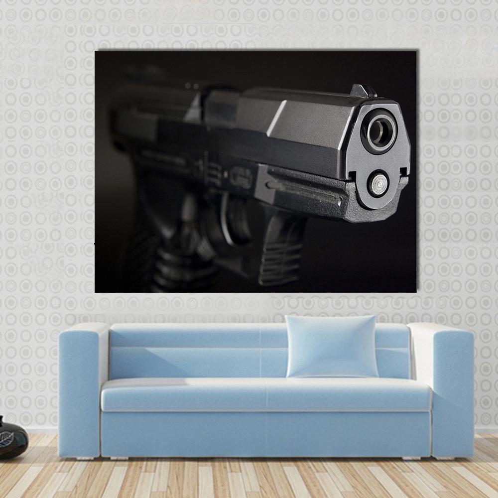 Close Up Of Pistol Canvas Wall Art-1 Piece-Gallery Wrap-48" x 32"-Tiaracle