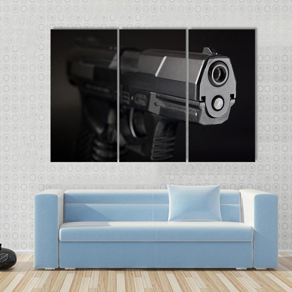 Close Up Of Pistol Canvas Wall Art-3 Horizontal-Gallery Wrap-37" x 24"-Tiaracle