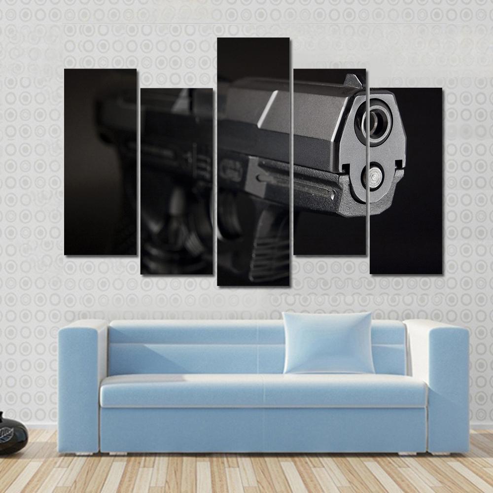 Close Up Of Pistol Canvas Wall Art-5 Pop-Gallery Wrap-47" x 32"-Tiaracle