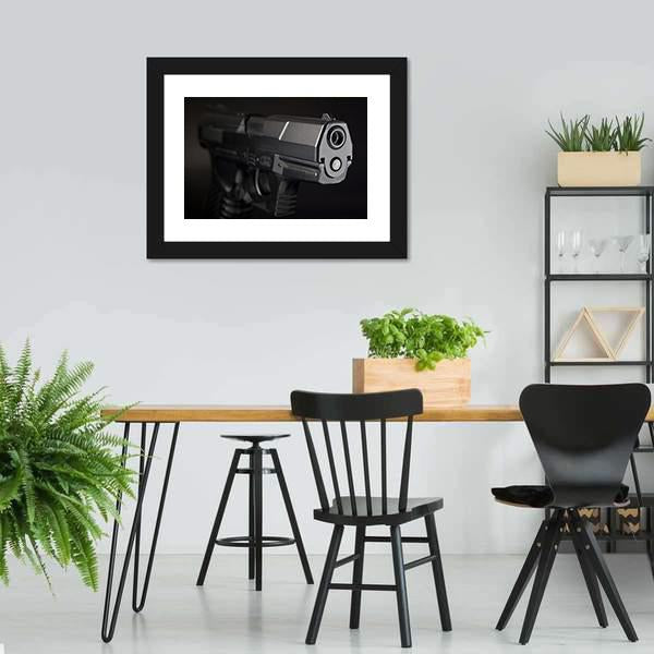 Close Up Of Pistol Canvas Wall Art-3 Horizontal-Gallery Wrap-25" x 16"-Tiaracle