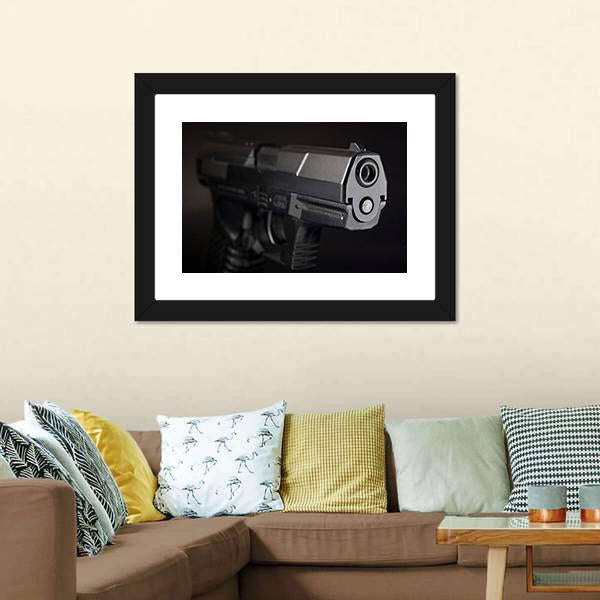 Close Up Of Pistol Canvas Wall Art-1 Piece-Framed Print-20" x 16"-Tiaracle