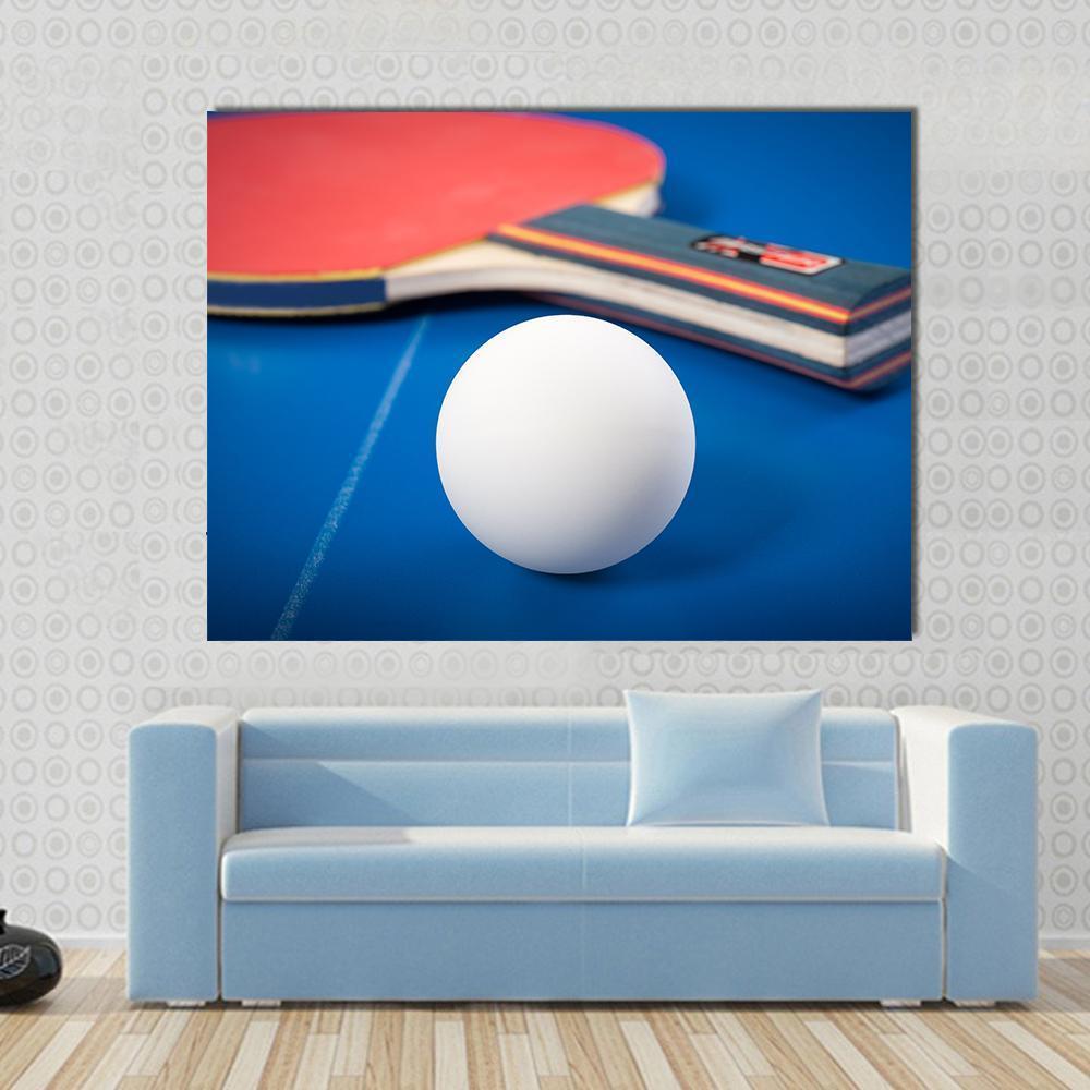 Table Tennis Ball & Racket Canvas Wall Art-1 Piece-Gallery Wrap-48" x 32"-Tiaracle