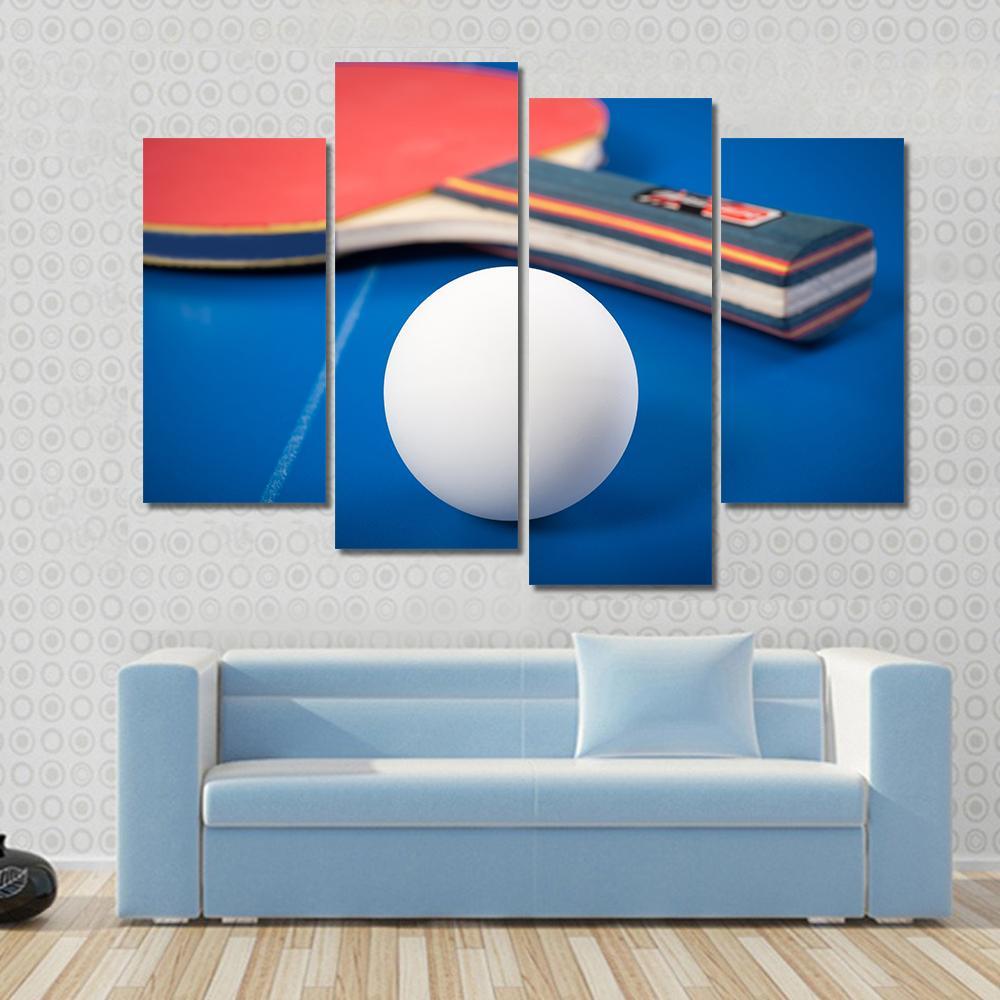 Table Tennis Ball & Racket Canvas Wall Art-4 Pop-Gallery Wrap-50" x 32"-Tiaracle