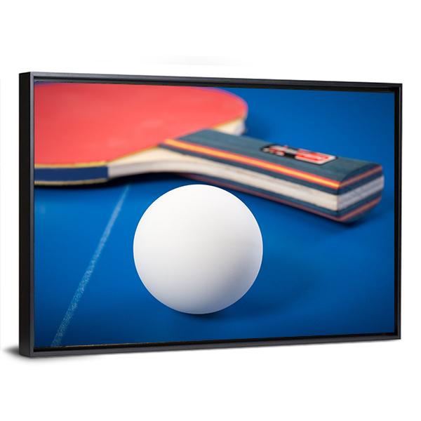 Table Tennis Ball & Racket Canvas Wall Art-3 Horizontal-Gallery Wrap-25" x 16"-Tiaracle