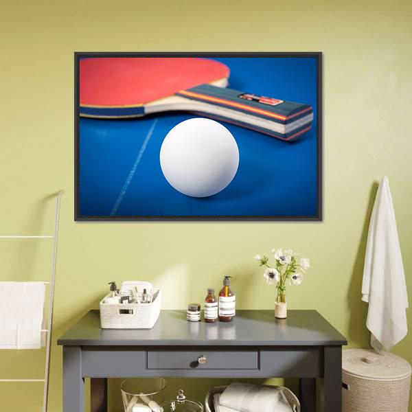 Table Tennis Ball & Racket Canvas Wall Art-3 Horizontal-Gallery Wrap-25" x 16"-Tiaracle