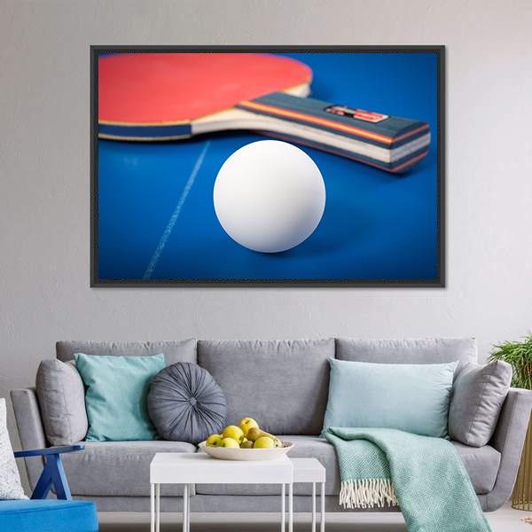 Table Tennis Ball & Racket Canvas Wall Art-3 Horizontal-Gallery Wrap-25" x 16"-Tiaracle