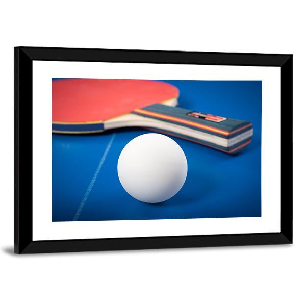 Table Tennis Ball & Racket Canvas Wall Art-3 Horizontal-Gallery Wrap-25" x 16"-Tiaracle