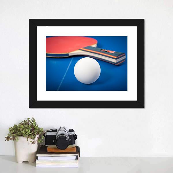 Table Tennis Ball & Racket Canvas Wall Art-3 Horizontal-Gallery Wrap-25" x 16"-Tiaracle