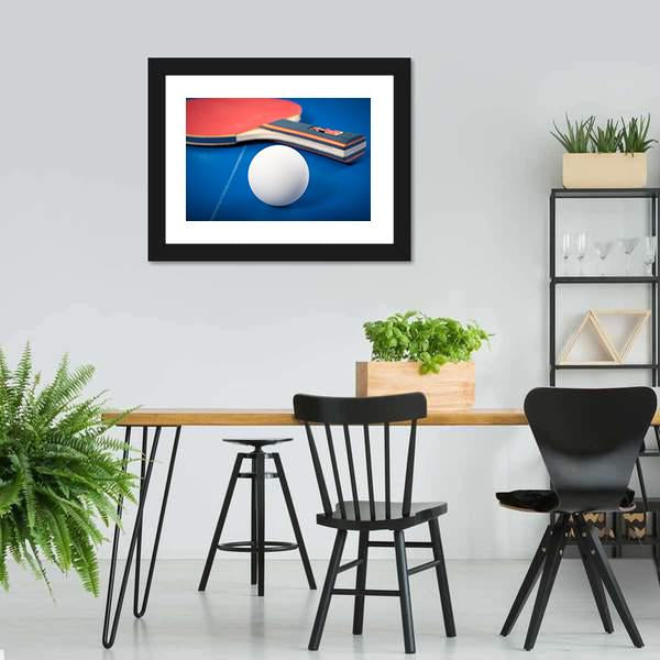 Table Tennis Ball & Racket Canvas Wall Art-3 Horizontal-Gallery Wrap-25" x 16"-Tiaracle