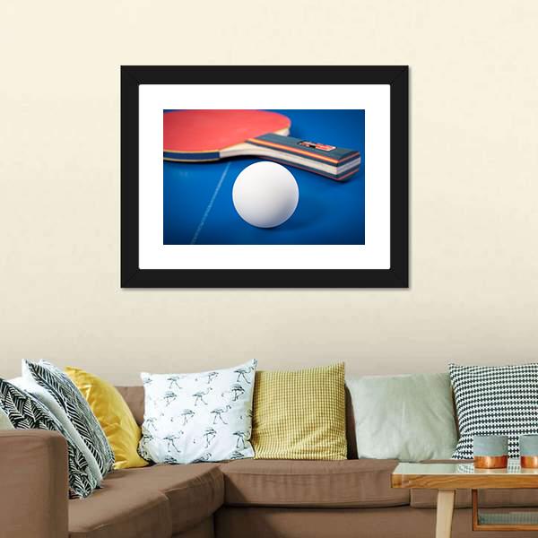 Table Tennis Ball & Racket Canvas Wall Art-1 Piece-Framed Print-20" x 16"-Tiaracle