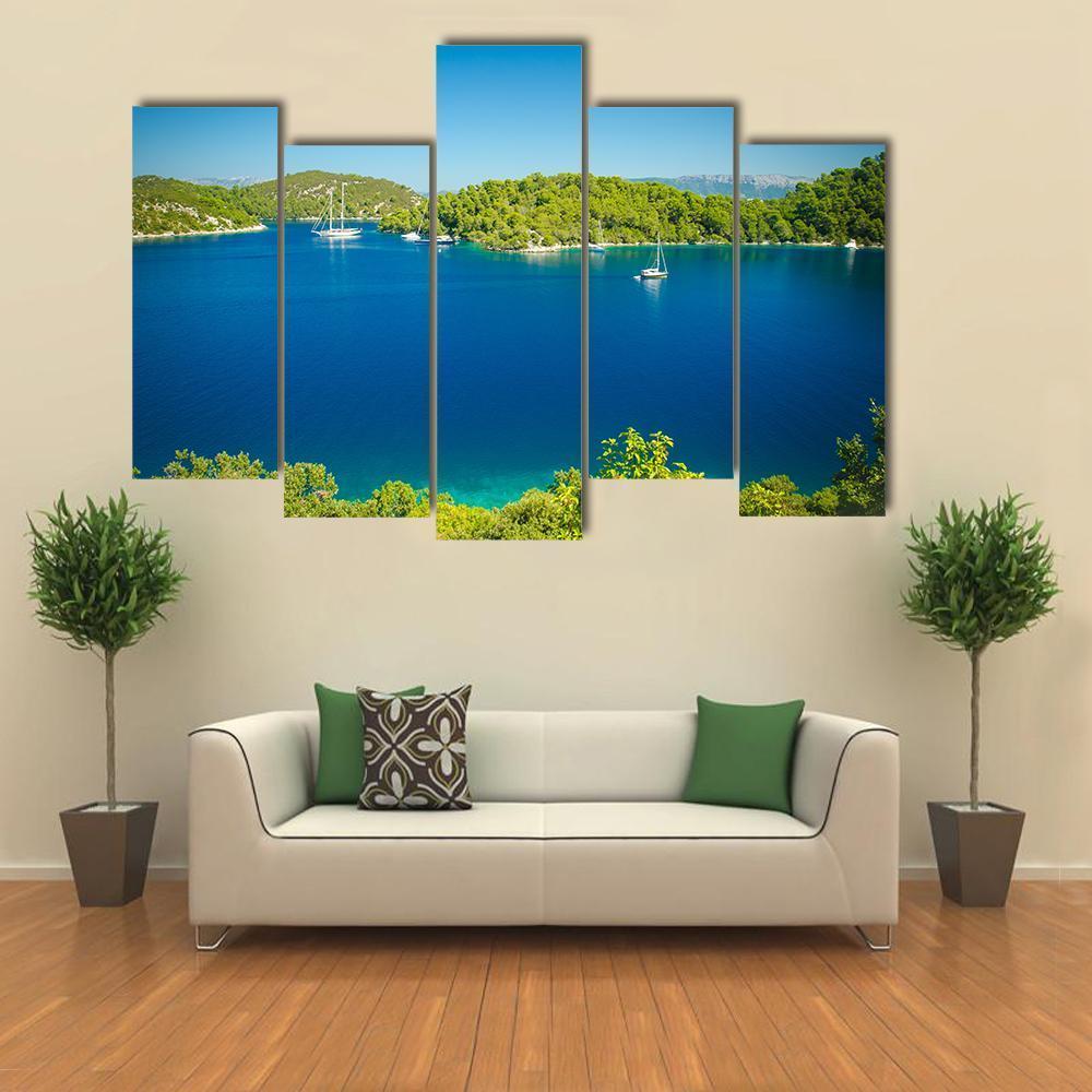 Coast Line Of Mljet Croatia Canvas Wall Art-5 Pop-Gallery Wrap-47" x 32"-Tiaracle