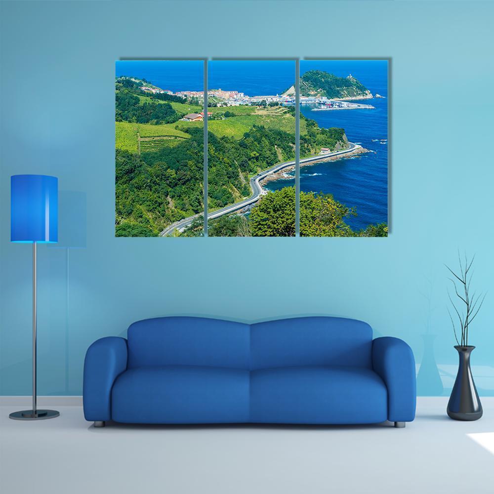 Coast Of Basque Country Canvas Wall Art-3 Horizontal-Gallery Wrap-37" x 24"-Tiaracle