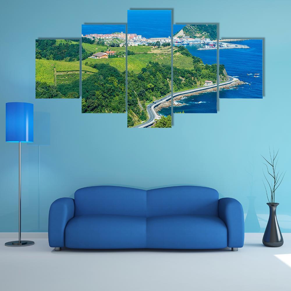 Coast Of Basque Country Canvas Wall Art-5 Star-Gallery Wrap-62" x 32"-Tiaracle