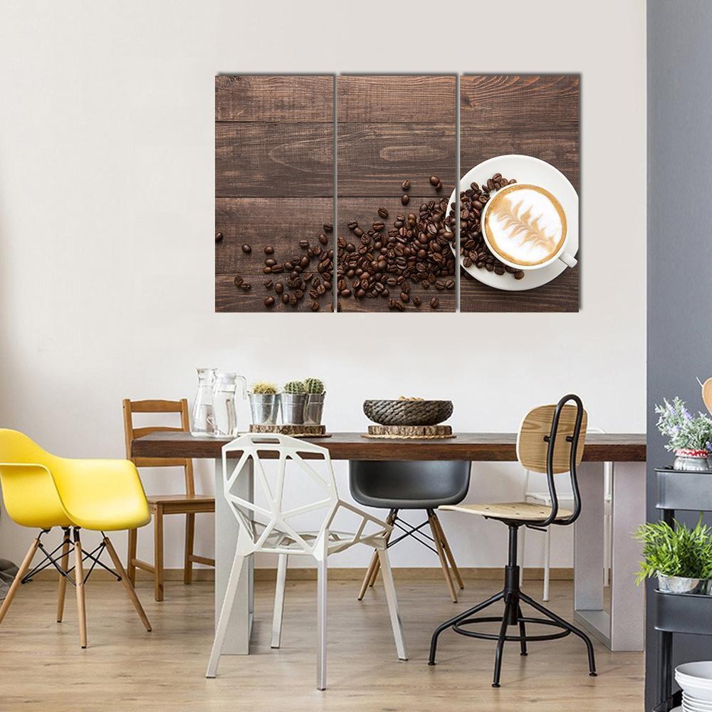 Coffee & Coffee Beans Canvas Wall Art-3 Horizontal-Gallery Wrap-37" x 24"-Tiaracle