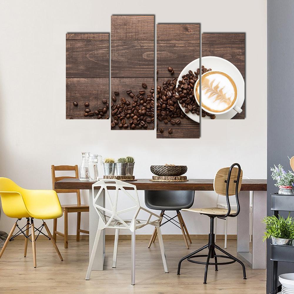 Coffee & Coffee Beans Canvas Wall Art-4 Pop-Gallery Wrap-50" x 32"-Tiaracle