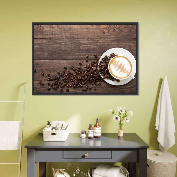 Coffee & Coffee Beans Canvas Wall Art-3 Horizontal-Gallery Wrap-25" x 16"-Tiaracle