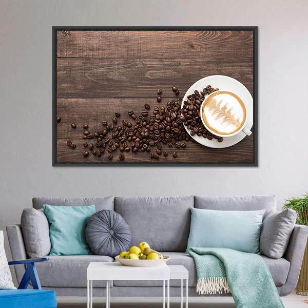 Coffee & Coffee Beans Canvas Wall Art-3 Horizontal-Gallery Wrap-25" x 16"-Tiaracle