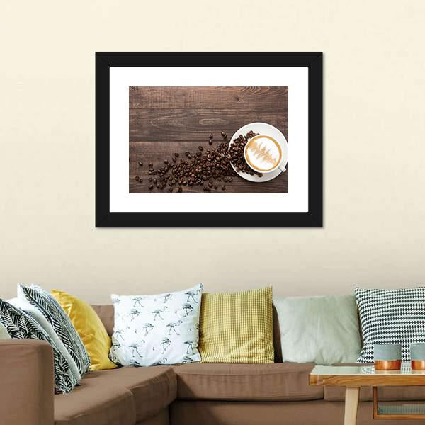 Coffee & Coffee Beans Canvas Wall Art-1 Piece-Framed Print-20" x 16"-Tiaracle