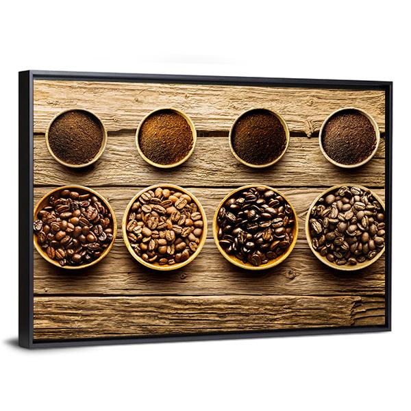 Coffee Beans & Powder Canvas Wall Art-3 Horizontal-Gallery Wrap-25" x 16"-Tiaracle