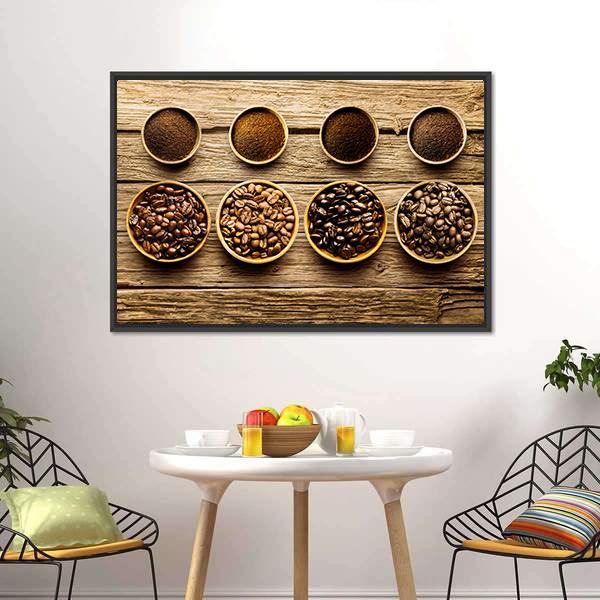 Coffee Beans & Powder Canvas Wall Art-1 Piece-Floating Frame-24" x 16"-Tiaracle