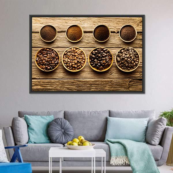 Coffee Beans & Powder Canvas Wall Art-3 Horizontal-Gallery Wrap-25" x 16"-Tiaracle