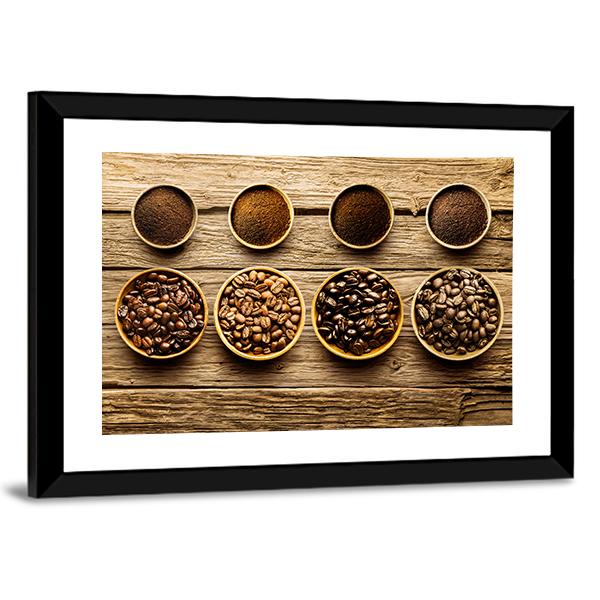 Coffee Beans & Powder Canvas Wall Art-3 Horizontal-Gallery Wrap-25" x 16"-Tiaracle