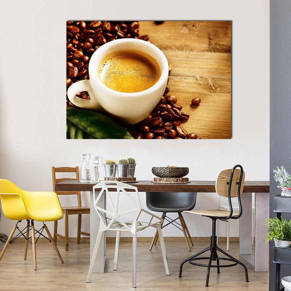 Coffee Espresso Canvas Wall Art-1 Piece-Gallery Wrap-48" x 32"-Tiaracle