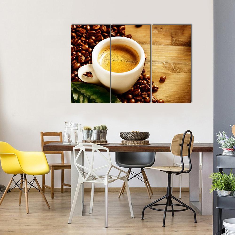 Coffee Espresso Canvas Wall Art-3 Horizontal-Gallery Wrap-37" x 24"-Tiaracle