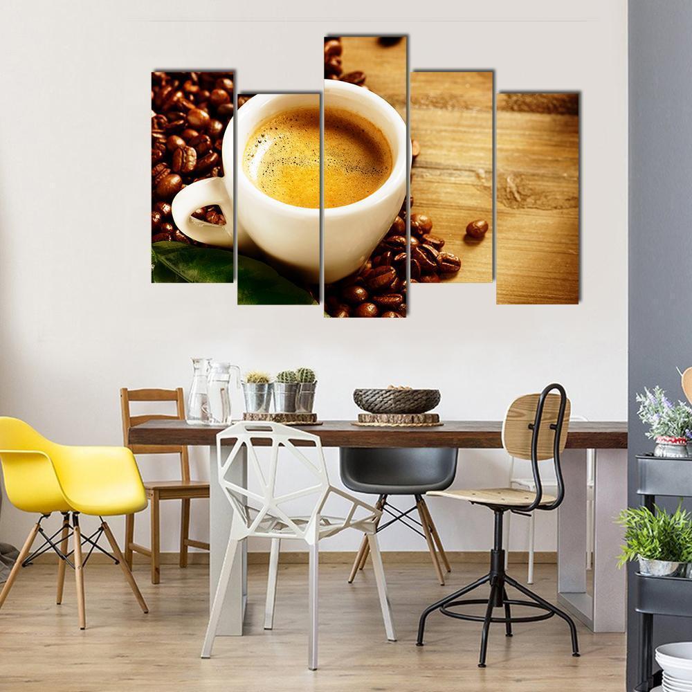 Coffee Espresso Canvas Wall Art-5 Pop-Gallery Wrap-47" x 32"-Tiaracle