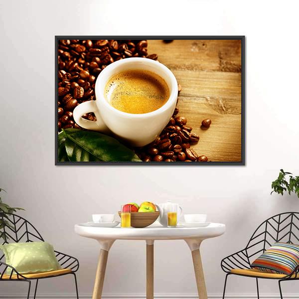 Coffee Espresso Canvas Wall Art-1 Piece-Floating Frame-24" x 16"-Tiaracle