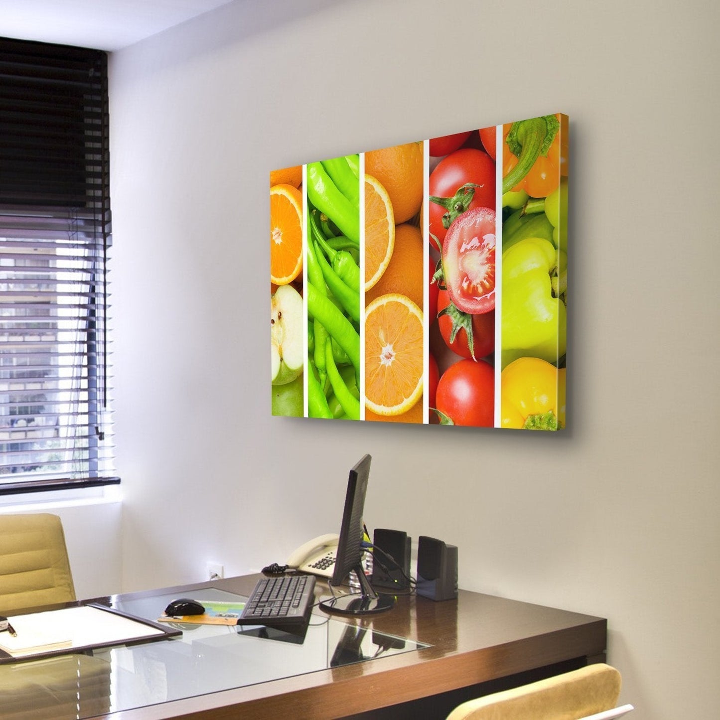 Collage Of Fruits & Vegetables Canvas Wall Art-3 Horizontal-Gallery Wrap-25" x 16"-Tiaracle