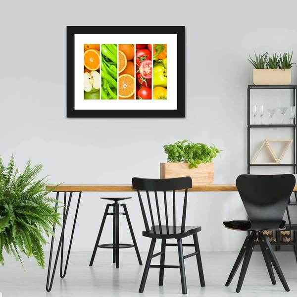 Collage Of Fruits & Vegetables Canvas Wall Art-3 Horizontal-Gallery Wrap-25" x 16"-Tiaracle