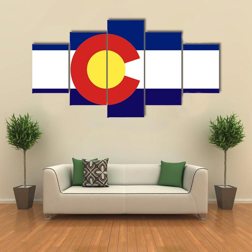 Colorado Flag Canvas Wall Art-5 Star-Gallery Wrap-62" x 32"-Tiaracle