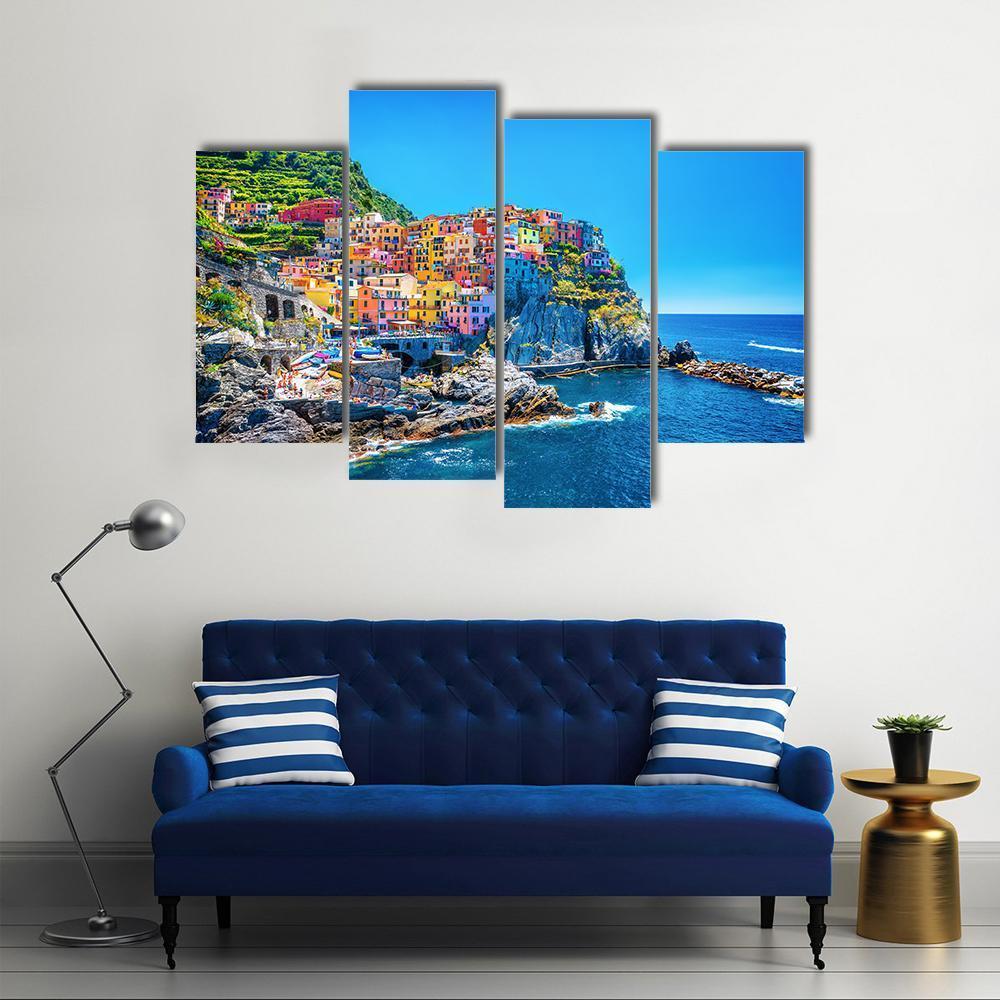 Cinque Terre Italy Canvas Wall Art-4 Pop-Gallery Wrap-50" x 32"-Tiaracle