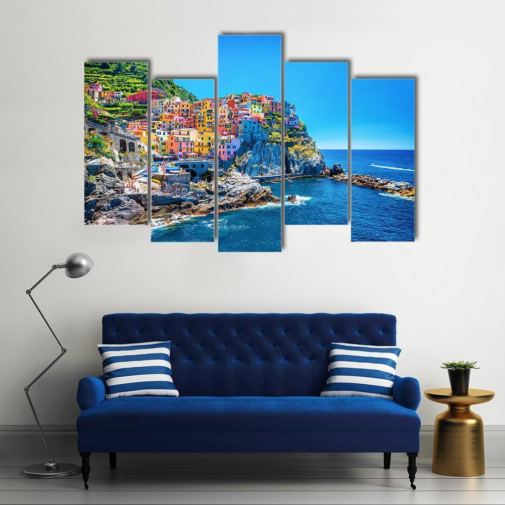 Cinque Terre Italy Canvas Wall Art-5 Pop-Gallery Wrap-47" x 32"-Tiaracle