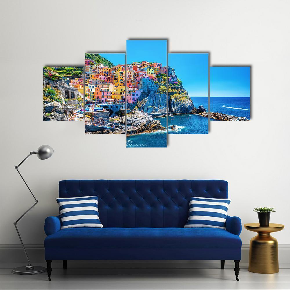 Cinque Terre Italy Canvas Wall Art-5 Star-Gallery Wrap-62" x 32"-Tiaracle