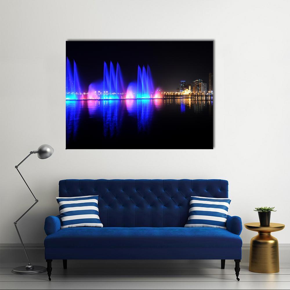 Colorful Fountain Canvas Wall Art-1 Piece-Gallery Wrap-48" x 32"-Tiaracle