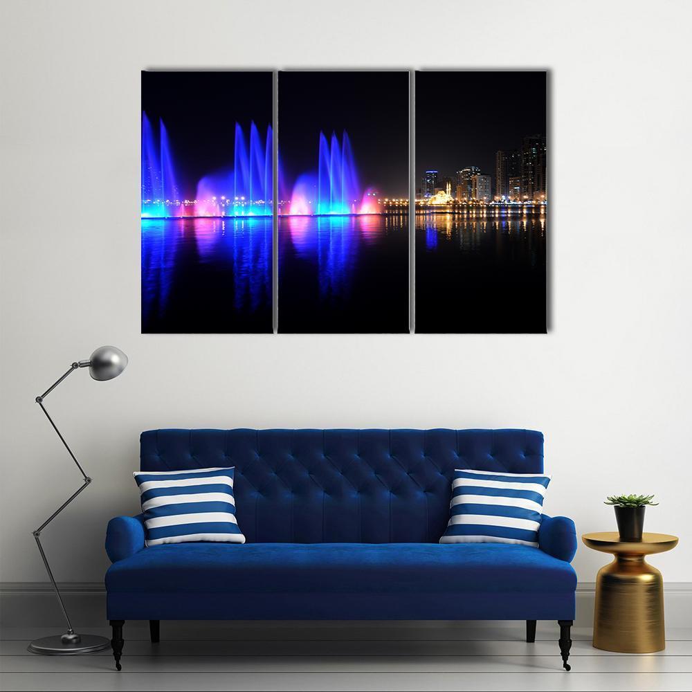 Colorful Fountain Canvas Wall Art-3 Horizontal-Gallery Wrap-37" x 24"-Tiaracle
