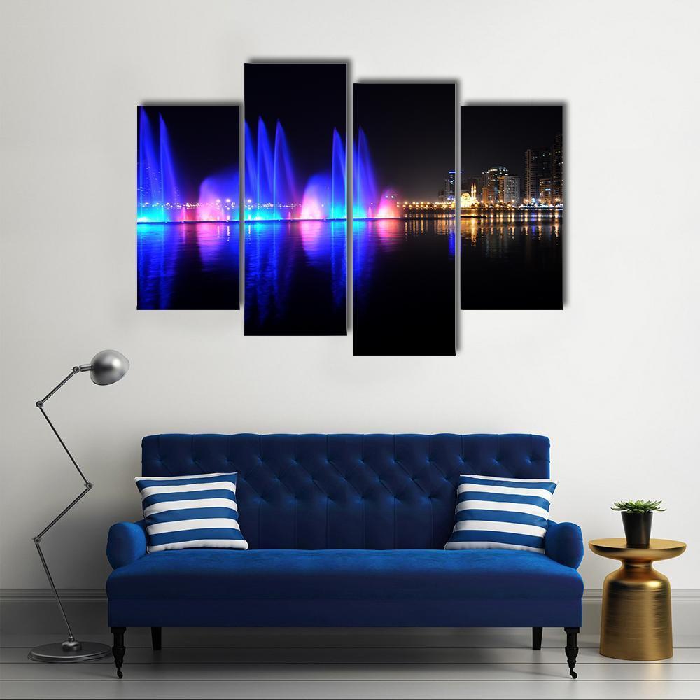 Colorful Fountain Canvas Wall Art-4 Pop-Gallery Wrap-50" x 32"-Tiaracle