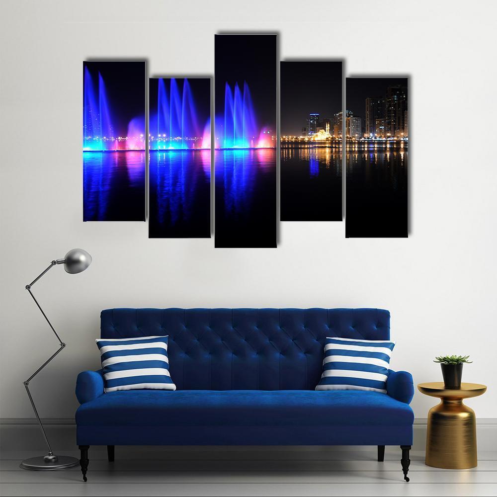 Colorful Fountain Canvas Wall Art-5 Pop-Gallery Wrap-47" x 32"-Tiaracle
